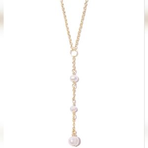 NWT Bychari Evelyn Coco Lariat necklace 16" w/ 3" extension 2-5mm pearls